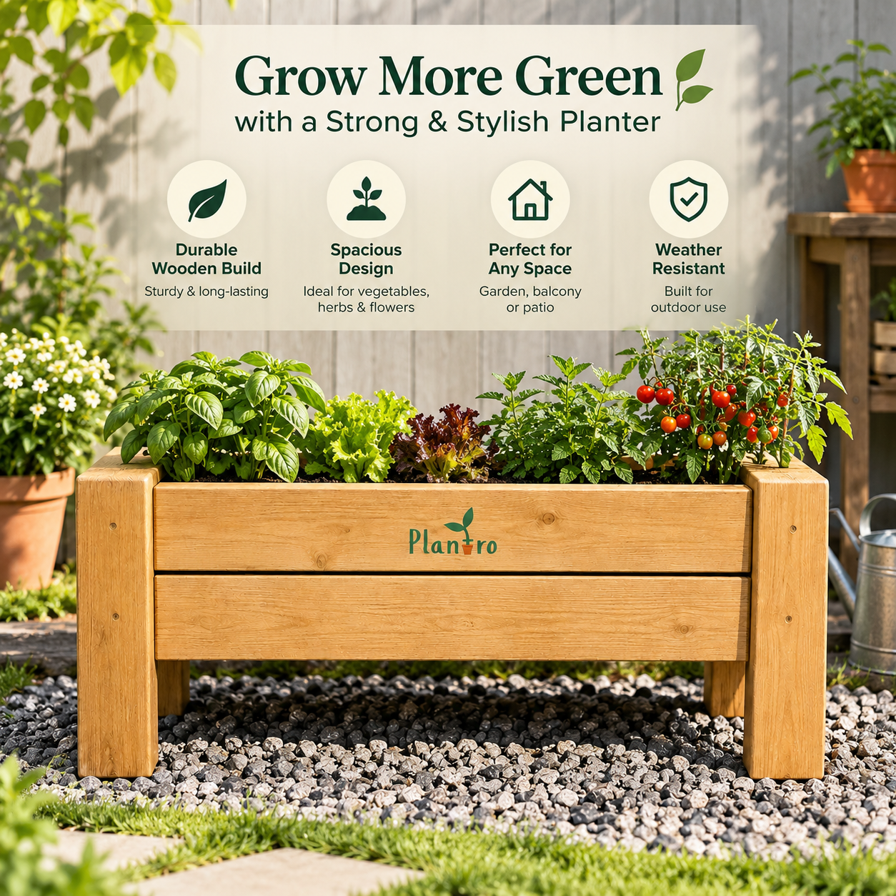 Wooden Box Planter - Image 2